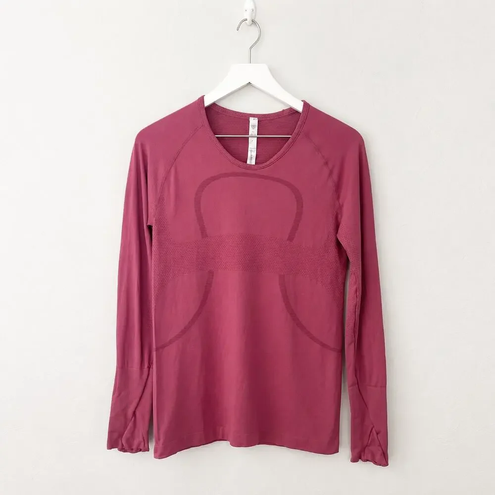 Lululemon Swiftly Tech 2.0 Long Sleeve Top Size 8 Magenta Thumbholes